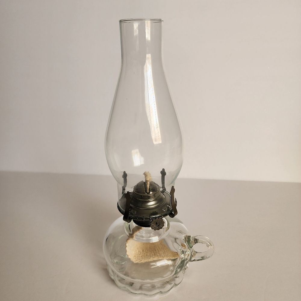Lamplight Farms Oil Lamp Hurricane Lamp Clear Glass with Pewter